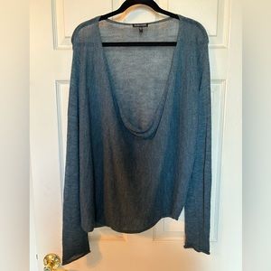 Eileen Fisher Blue Draped Neck Sweater Size L